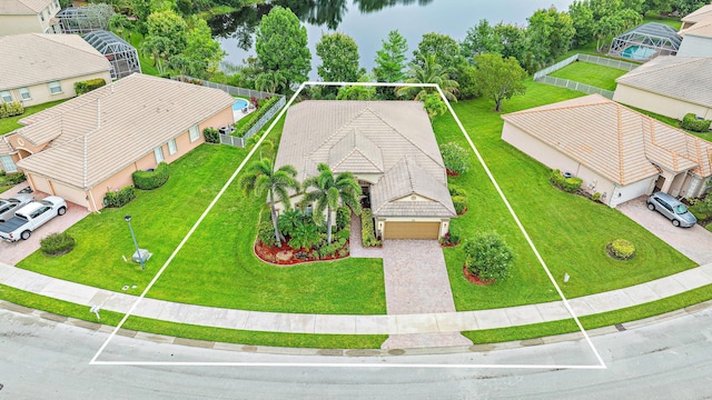 1415 SE Legacy Cove Cir, Stuart, FL 34997 - aerial view of residential area with property parcel outlined