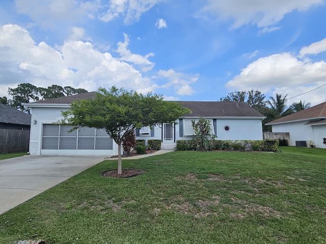 3817 SW Cheribon St, Port Saint Lucie, FL 34953 - single story home with driveway, a garage, stucco siding, and central air condition unit