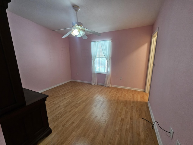 3817 SW Cheribon St, Port Saint Lucie, FL 34953 - empty room with light wood-type flooring, ceiling fan, and baseboards