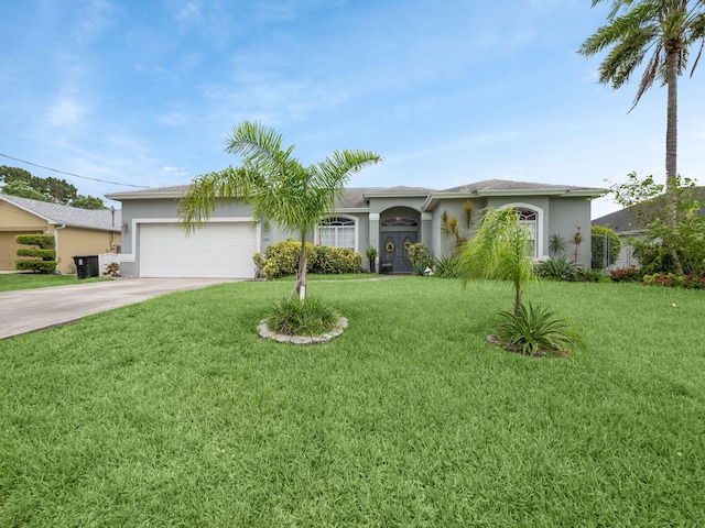 1081 SW Jacqueline Ave, Port Saint Lucie, FL 34953 - ranch-style home with stucco siding, driveway, an attached garage, and a front yard