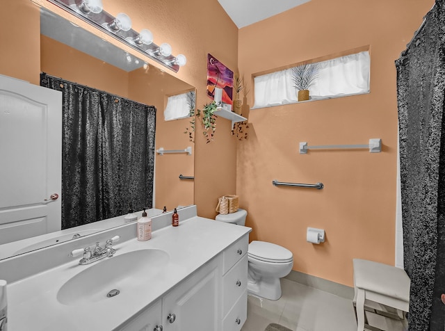 1081 SW Jacqueline Ave, Port Saint Lucie, FL 34953 - full bathroom featuring vanity, tile patterned flooring, and curtained shower