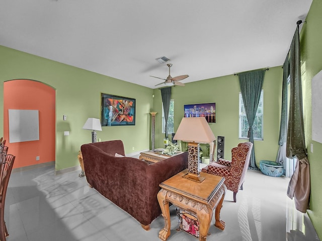 1081 SW Jacqueline Ave, Port Saint Lucie, FL 34953 - living area with plenty of natural light and a ceiling fan