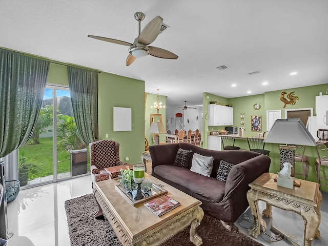 1081 SW Jacqueline Ave, Port Saint Lucie, FL 34953 - living room with a ceiling fan and recessed lighting