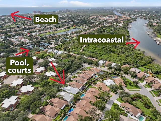 438 River Edge Rd, Jupiter, FL 33477 - aerial view of property's location with a large body of water and nearby suburban area