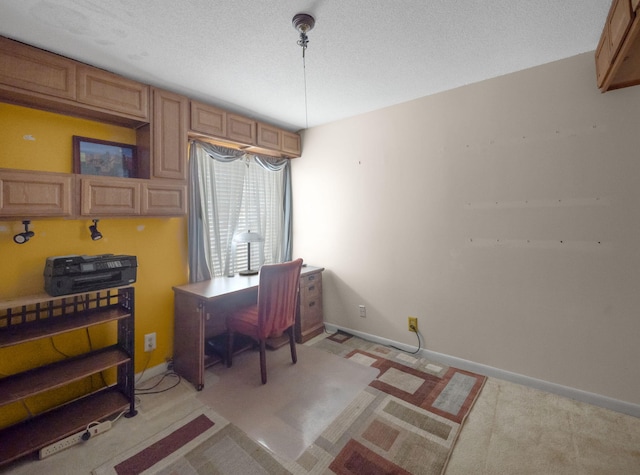 815 W Boynton Beach Blvd Unit 15-203, Boynton Beach, FL 33426 - office area with baseboards, a textured ceiling, and light colored carpet