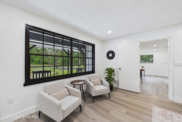 2318 Old Samsula Rd, Port Orange, FL 32128 - sitting room with light wood finished floors, plenty of natural light, recessed lighting, baseboards, and a textured ceiling