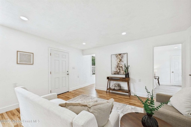2318 Old Samsula Rd, Port Orange, FL 32128 - living room with light wood-style flooring, recessed lighting, and baseboards