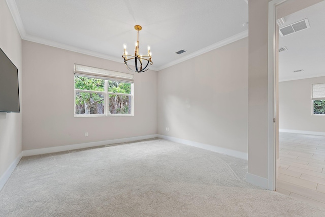 6825 Pointe Of Woods Dr, West Palm Beach, FL 33413 - spare room with plenty of natural light, a chandelier, ornamental molding, and baseboards