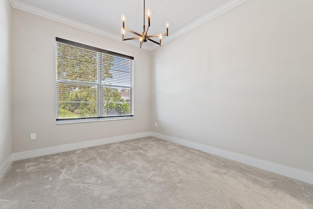 6825 Pointe Of Woods Dr, West Palm Beach, FL 33413 - carpeted spare room with a chandelier, crown molding, and baseboards