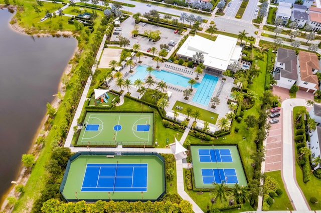 13330 Machiavelli Way, Palm Beach Gardens, FL 33418 - drone / aerial view of a pool and a nearby body of water