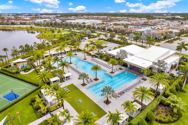 13330 Machiavelli Way, Palm Beach Gardens, FL 33418 - drone / aerial view of a pool and a nearby body of water