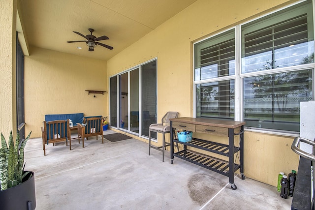 10295 SW Waterway Ln, Port Saint Lucie, FL 34987 - view of patio featuring a ceiling fan and an outdoor living space