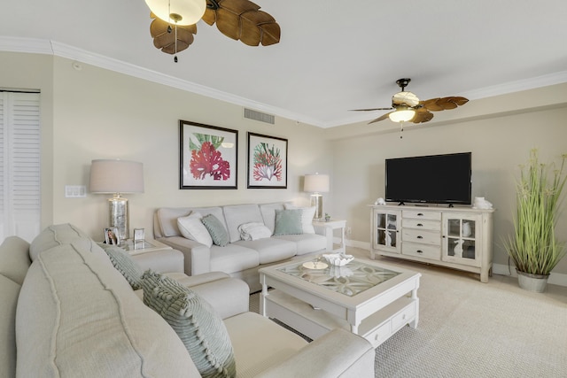 275 Palm Ave Unit A406, Jupiter, FL 33477 - living room with ceiling fan and ornamental molding