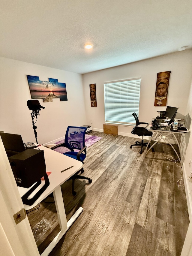 4480 SW Jaunt Rd, Port Saint Lucie, FL 34953 - office area with wood finished floors, baseboards, and a textured ceiling