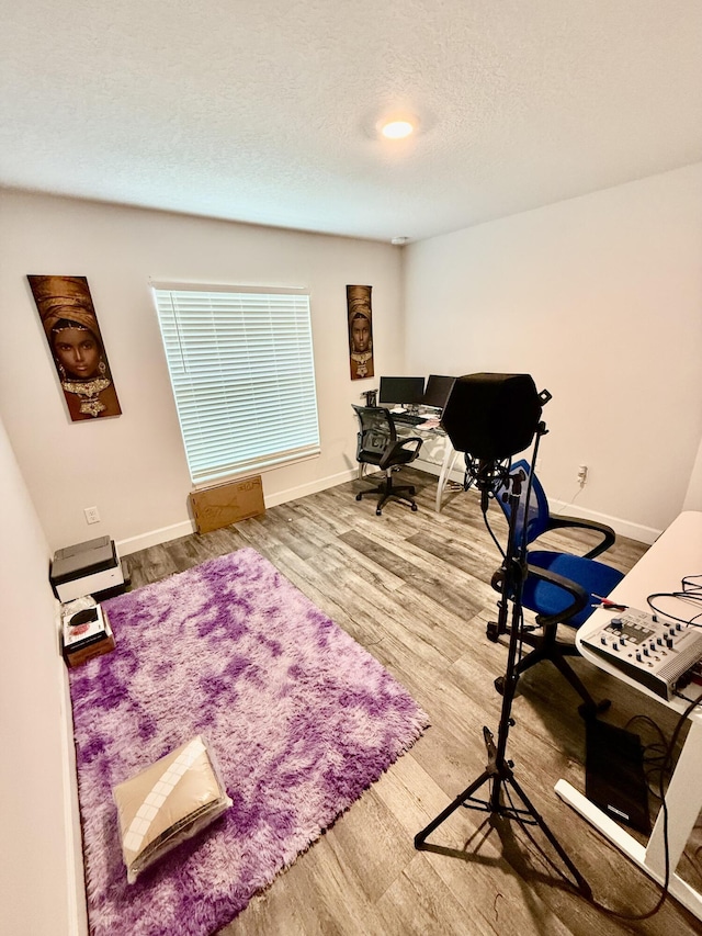 4480 SW Jaunt Rd, Port Saint Lucie, FL 34953 - home office with wood finished floors, baseboards, and a textured ceiling
