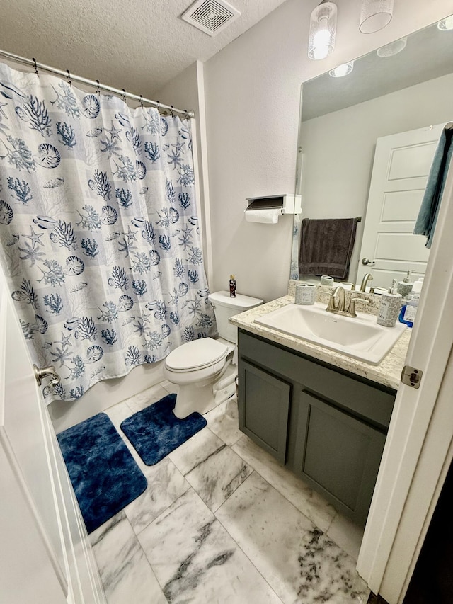 4480 SW Jaunt Rd, Port Saint Lucie, FL 34953 - bathroom with toilet, vanity, and a textured ceiling