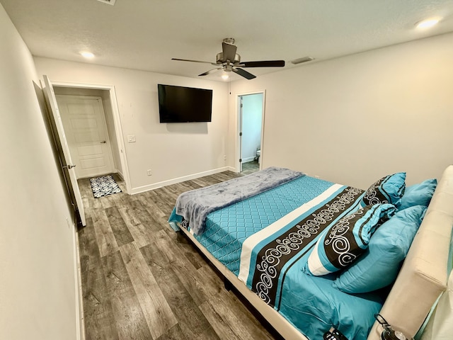 4480 SW Jaunt Rd, Port Saint Lucie, FL 34953 - bedroom featuring wood finished floors, baseboards, ceiling fan, and recessed lighting