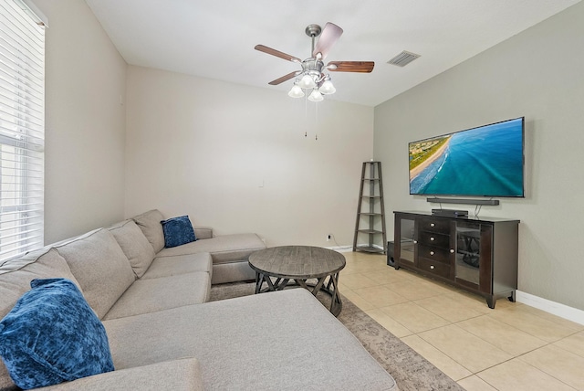 2788 Eagle Rock Cir Unit 3, West Palm Beach, FL 33411 - living room with baseboards, ceiling fan, and light tile patterned floors