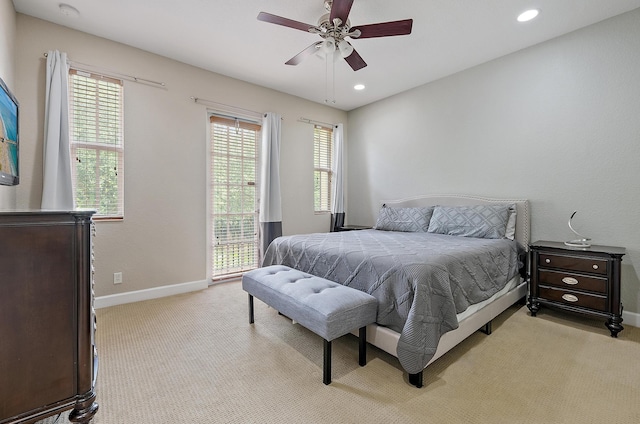 2788 Eagle Rock Cir Unit 3, West Palm Beach, FL 33411 - bedroom featuring light colored carpet, baseboards, ceiling fan, and recessed lighting