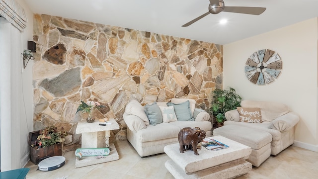 21596 Magdalena Ter, Boca Raton, FL 33433 - living room featuring ceiling fan and tile patterned flooring