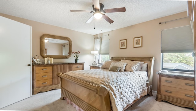 21596 Magdalena Ter, Boca Raton, FL 33433 - bedroom featuring light colored carpet, a textured ceiling, and ceiling fan