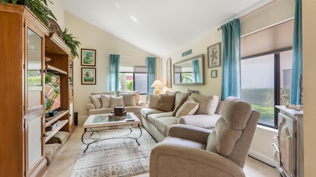 21596 Magdalena Ter, Boca Raton, FL 33433 - living room featuring lofted ceiling and baseboards