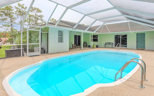 16330 Wiltshire Dr E, Loxahatchee, FL 33470 - swimming pool featuring a patio, a lanai, and a ceiling fan