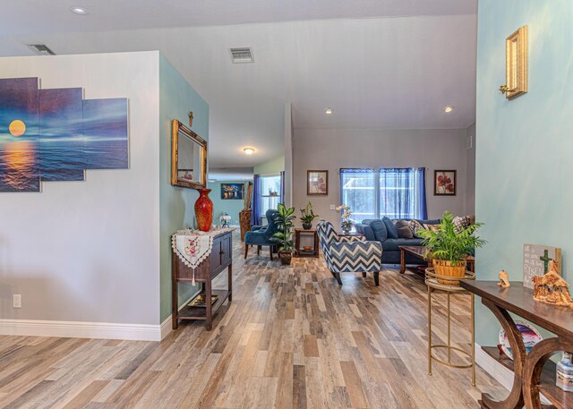 16330 Wiltshire Dr E, Loxahatchee, FL 33470 - hallway with wood finished floors and recessed lighting