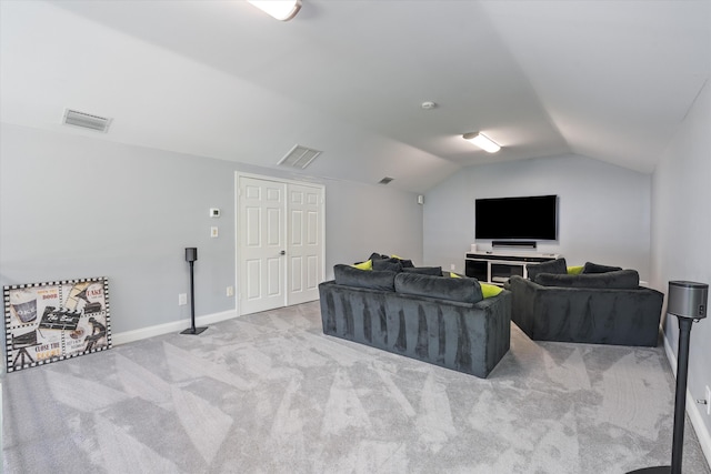 8076 Twin Lake Dr, Boca Raton, FL 33496 - living room with vaulted ceiling, carpet, and baseboards
