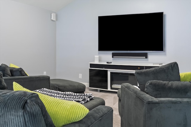 8076 Twin Lake Dr, Boca Raton, FL 33496 - carpeted living area featuring lofted ceiling