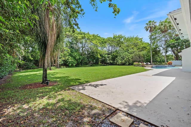 8076 Twin Lake Dr, Boca Raton, FL 33496 - view of grassy yard featuring a patio area and an outdoor pool