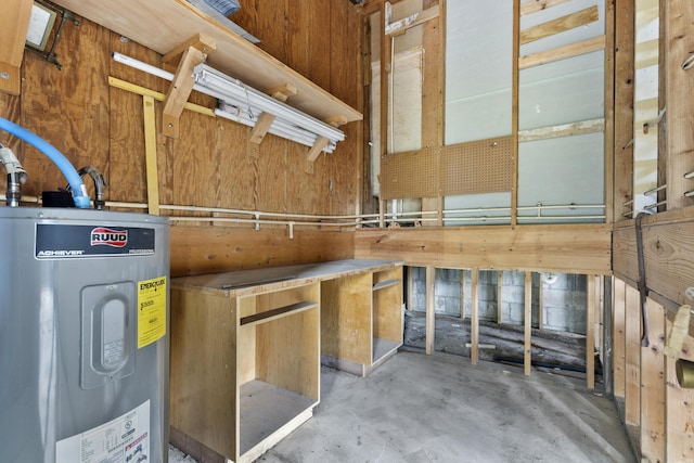14685 40th St N, Loxahatchee Groves, FL 33470 - misc room featuring water heater and unfinished concrete floors