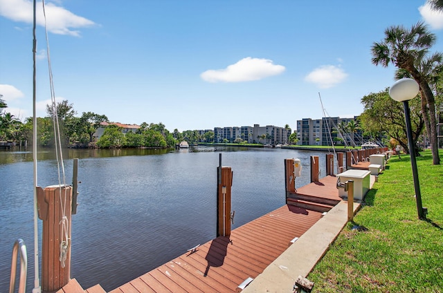 22 Royal Palm Way Unit 205, Boca Raton, FL 33432 - dock featuring a water view and a yard