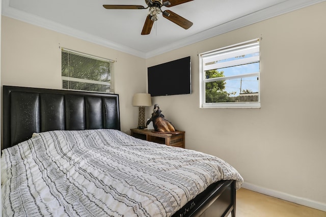 9277 Bloomfield Dr, Palm Beach Gardens, FL 33410 - bedroom with crown molding, carpet, and a ceiling fan