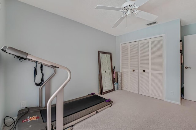 1500 Chapparel Way, Wellington, FL 33414 - exercise room with ceiling fan and carpet