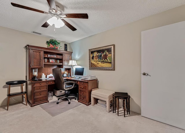 1500 Chapparel Way, Wellington, FL 33414 - office with ceiling fan, light carpet, and a textured ceiling