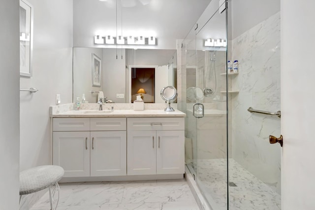 5414 Venetia Ct Unit G, Boynton Beach, FL 33437 - full bath featuring a marble finish shower, vanity, and marble look tile flooring
