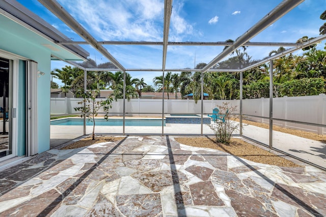 1233 SE 12th Ter, Deerfield Beach, FL 33441 - view of pool featuring a fenced backyard, a patio, and glass enclosure