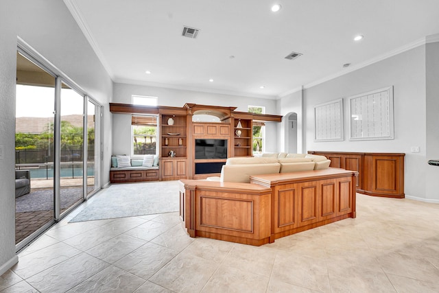 4450 SW Long Bay Dr, Palm City, FL 34990 - living area with crown molding and recessed lighting