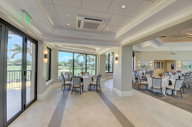 16000 Loch Katrine Trl Unit 8002, Delray Beach, FL 33446 - dining area featuring a raised ceiling, light tile patterned floors, and ornamental molding