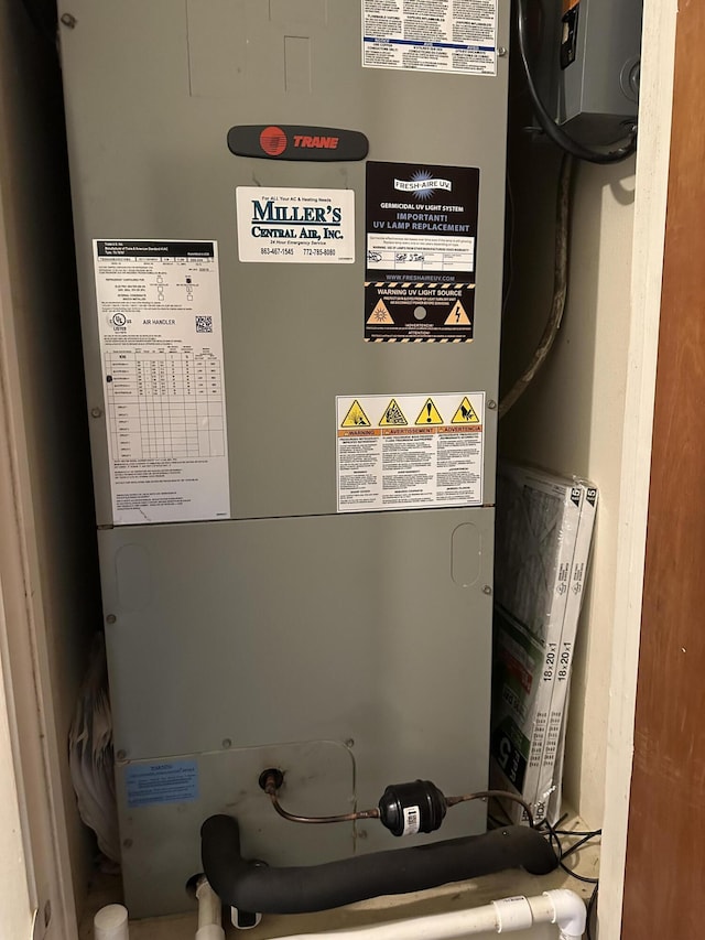 3595 SW 19th St, Okeechobee, FL 34974 - utility room featuring heating unit