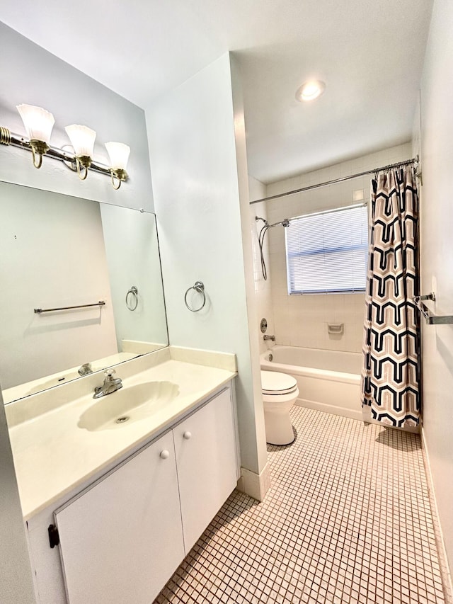 6404 Moonstone Way, Delray Beach, FL 33484 - bathroom featuring vanity, shower / bathtub combination with curtain, and tile patterned flooring