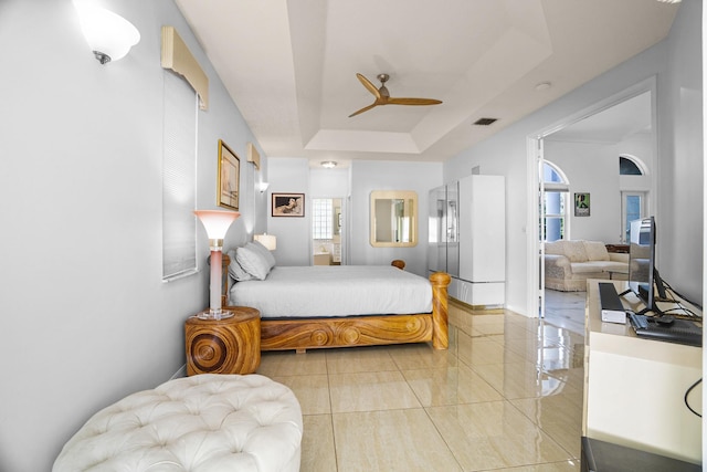 1680 SW 16th St, Boca Raton, FL 33486 - bedroom with a raised ceiling and ceiling fan