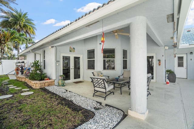 1680 SW 16th St, Boca Raton, FL 33486 - view of patio with french doors and a ceiling fan