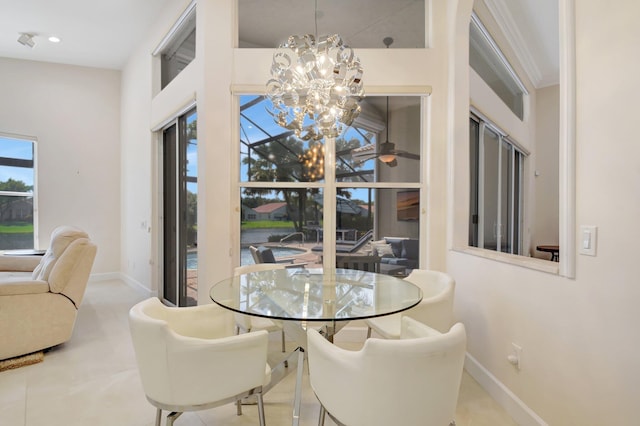 13209 Alhambra Lake Cir, Delray Beach, FL 33446 - dining space featuring baseboards, a chandelier, and recessed lighting