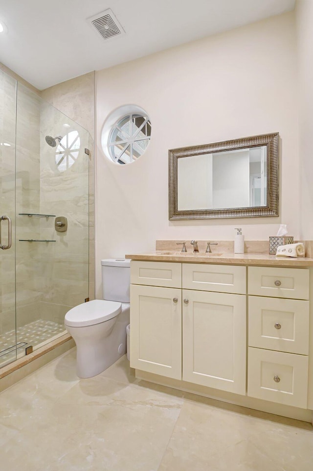 13209 Alhambra Lake Cir, Delray Beach, FL 33446 - full bathroom featuring a shower stall, toilet, and vanity