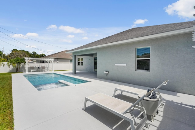 2265 SW Kenwick Ave, Port Saint Lucie, FL 34953 - view of swimming pool featuring a fenced backyard, a patio area, and a pergola