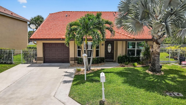 11080 Lakeaire Cir, Boca Raton, FL 33498 - mediterranean / spanish-style home featuring a tile roof, a garage, stucco siding, and driveway