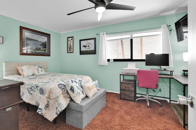 121 W Arch Dr (), Unit Lake Worth, FL 33467 - bedroom with an office area, ornamental molding, and a ceiling fan