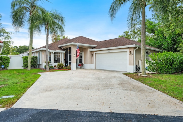 13277 Opal Ln, Wellington, FL 33414 - ranch-style house featuring an attached garage, stucco siding, concrete driveway, and roof with shingles